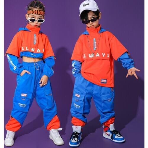 Hip-Hop Dance Costumes For Kids Jazz Performance Clothes Girls Long Sleeve Jacket Hiphop Pants Boys Street Dance Wear DN7182