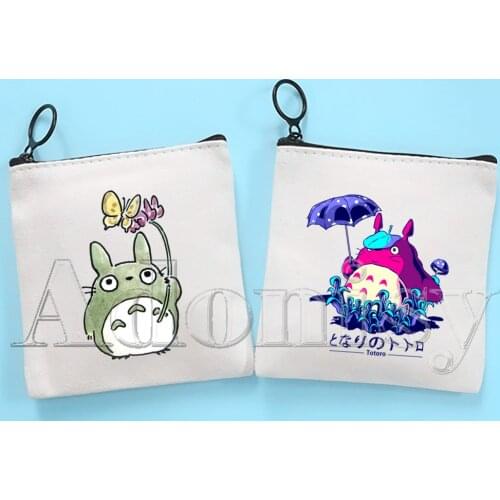 Totoro Cute Solid Color Canvas Coin Purse Small Fresh New Zipper Key Bag Hand Gift Bag