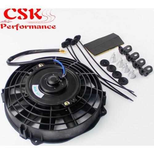 Universal 7" Electric Radiator / Intercooler 12v Slim Cooling Fan + Fitting Kit