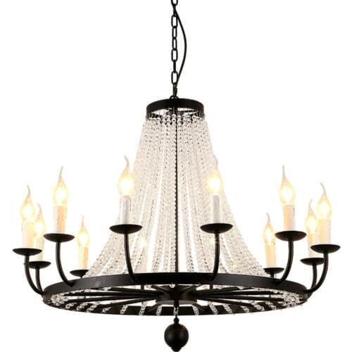 Vintage Elegant Black Crystal Chandelier Lustre Crystal Lighting for Living Room Bederoom Indoor E14 Led Chandeliers