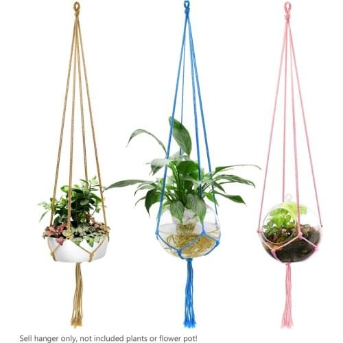 Planter Hanging colorful Rural Balcony handmade flower Pot Hanger Basket home Wall Decor countyard Simple garden Macrame 90cm