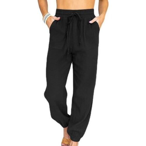 Plus Size Women Pants New Autumn Solid Color Elastic Waist Thin Casual Spring Trousers Elegant Harem Pants Sports