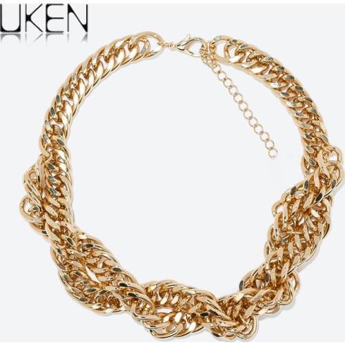 UKEN Heavy Chain Twine Z Necklaces Women Short Design Statement Brand Accessories Casual Collar Chokers Necklace N2557