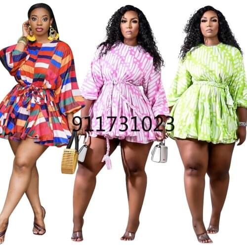 XL-5XL Plus Size African Dresses for Women Summer 2021 New Sexy African Women Printing Mini Dress African Clothes