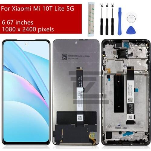For Xiaomi Mi 10T Lite 5G LCD Display Touch screen Digitizer Assembly With Frame For Mi 10T Lite 5g Screen Replacement 6.67"