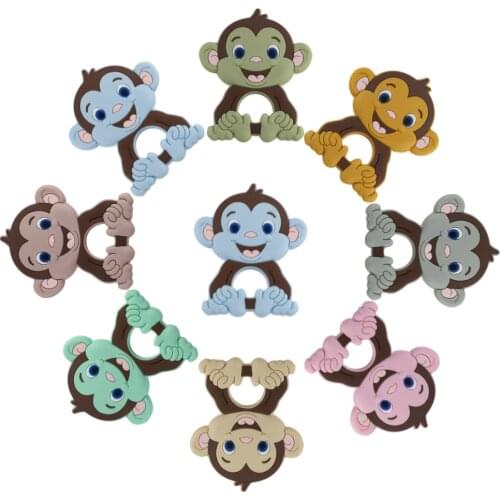 Kovict 1pc Silicone Animal Monkey Baby Teether Rodent BPA Food Free Silicone Teething Nursing Pacifier Clip Silicone