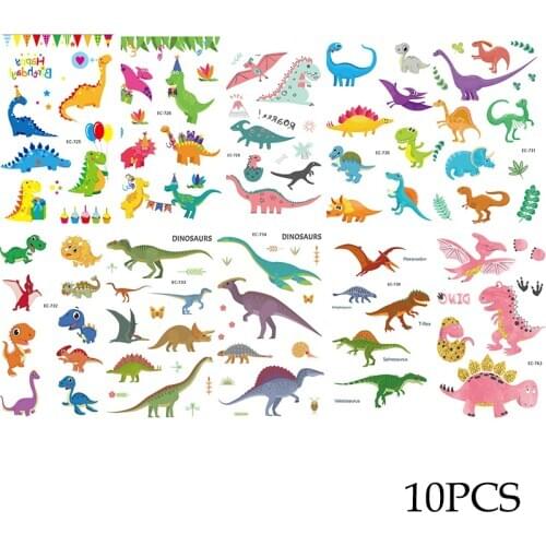 10PCS Dinosaur Disposable Tattoo Sticker Dinosaur Party Supplies Boy Dinosaur Birthday Party Favors Temporary DIno Party Gift