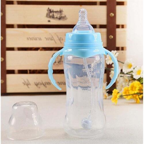 330ml Baby Bottle Infant Newborn Children Learn Feeding Drinking Handle Bottle Kids Straw Water Bottles Training Cup