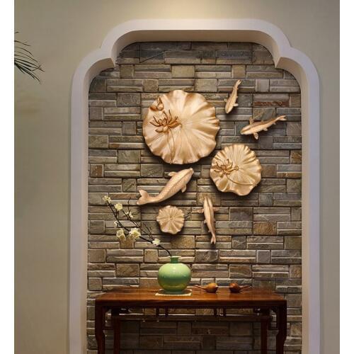 3D Stereo Wall Hanging Resin Flower Fish Model Decoration Crafts Hotel Home Room TV Background Mural Accessories Wall Sticker