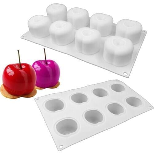 8 Cavities Cherry Silicone Mold White Color DIY Chocolate Mold Mousse Cake Mold For Baking Mousse Pastry Tools