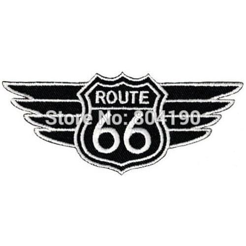 US ROUTE 66 WINGS Embroidered Robe Motorcycle Biker Vest Iron On Patch Highway Road Sign rock retro applique wholesale dropship