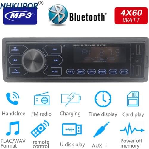 1 Din Car Radio Touch Key Bluetooth Hands-Free FM Receiver MP3 Player Auto Stereo Support Steering Wheel Control RDS/AUX/USB/SD