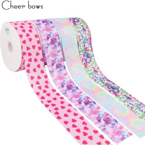 5Y/lot 3" 75mm Colorful Heart Grosgrain Ribbon DIY Hairbows Accessories Home Textile Printed Ribbon Apparel Sewing Fabric