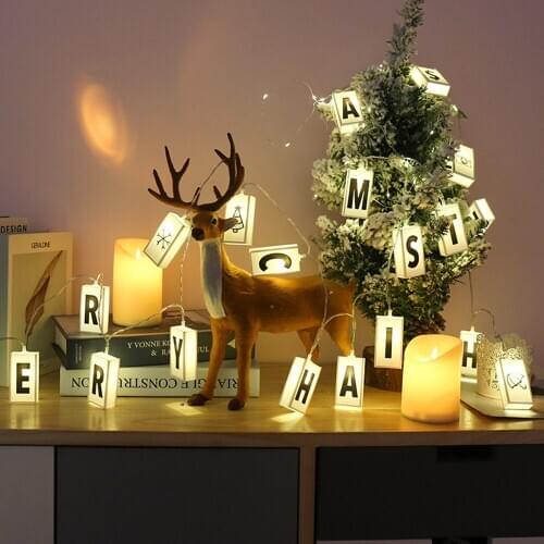 Battery Powered LED Combination Light String DIY Letter Symbol Card Light Box Night Lamp 60/90pcs Alphabet for Christmas Holiday