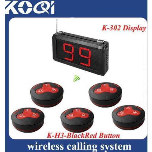 Wireless waiter call button system 1 unit display receiver and 5 pager buzzer 100% waterproof