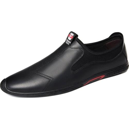 Brand Genuine Leather Mens Casual Walking Shoes for Men Luxury Black Sneakers High Quality Slip on Loafers Shoes Man Footwear