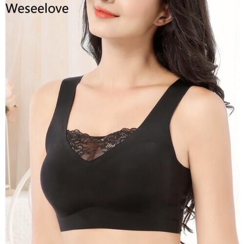 Weseelove Women Seamless Plus Size Bra 110D 115E Push Up Bras Comfortable Wireless Sexy Women Anti-Exposure Sports Vest Bra E86