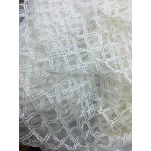 C010# 5yards /bag cream ivory big plaid glued glitter tulle mesh for evening dress/sawing/wedding,any color avaible