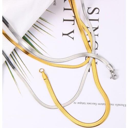 1 Piece 316L Stainless Steel 4.0mm Flat Snake Chain Necklace Not allergic Fit DIY Handmade Mens Chain Jewelry Making Findings