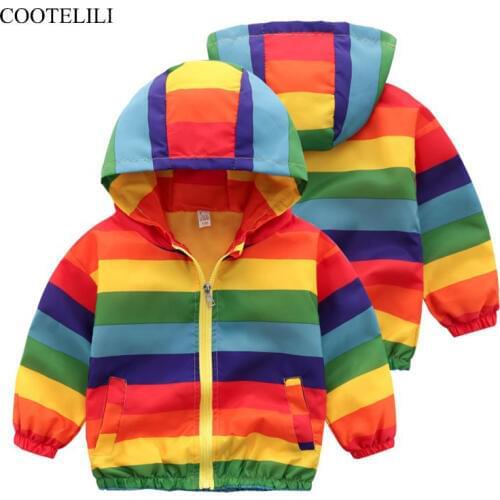 COOTELILI 80-130cm Fashion Stripe Jacket For Girls Windbreaker Boys Coat Kids Jacket Spring Autumn Children Clothing