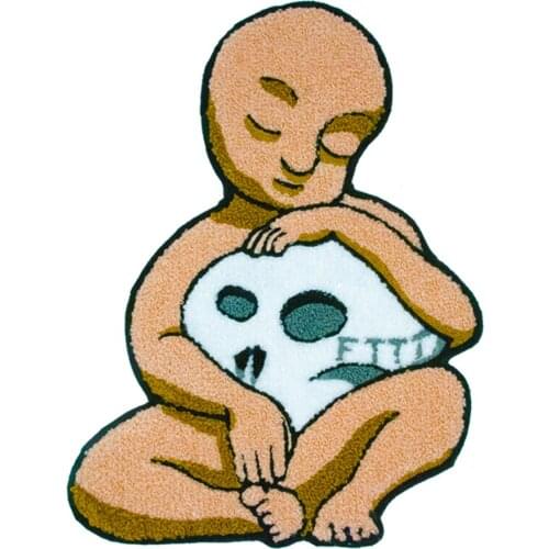 Baby Hold the Skull Large Size Chenille Patches DIY Logo Letter Iron on for Clothing Appliques Back of Jackets Vests Accessories