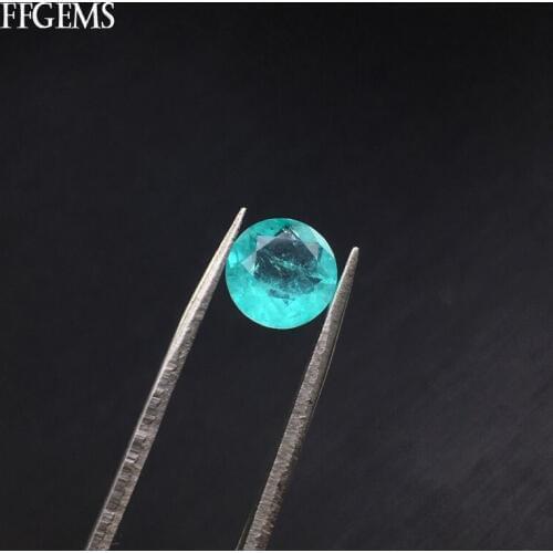 FFGems Brazilian Paraiba Tourmaline Loose Gemstone Created Stone Round Cut for Women Silver or Gold Mounting Diy Jewelry
