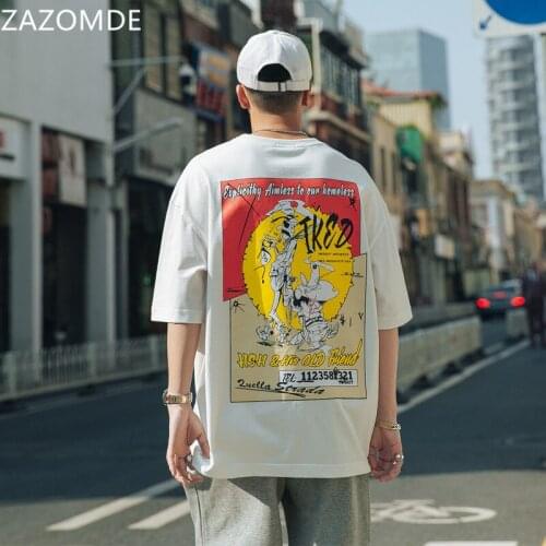 ZAZOMDE Hip Hop Style Half Sleeved T Shirt Big Shirts Men Clothing Summer Men Fashion 2021 Oversized Tees Clothes Young Tshirt