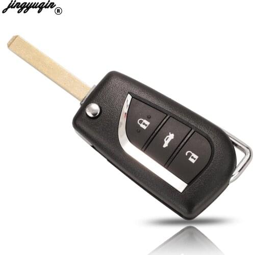 Jingyuqin 3Buttons Folding Remote Car Key Shell Case Fob For Toyota Corolla RAV4 Before 2013 With VA2 Blade Replacement