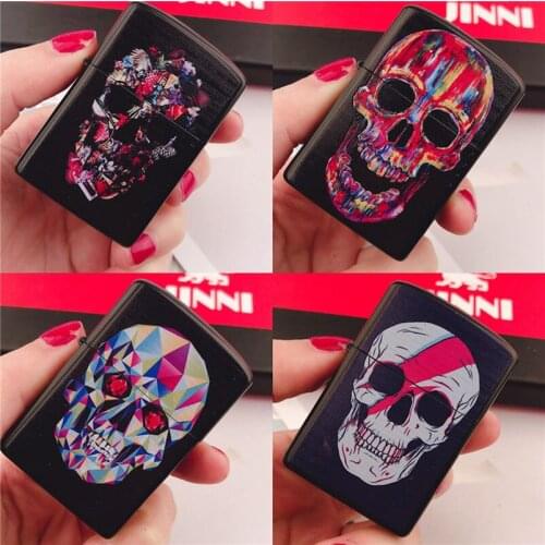 Kerosene lighter color printing ghost head cigarettes accessories gasoline oil smoking gift gadgets skull