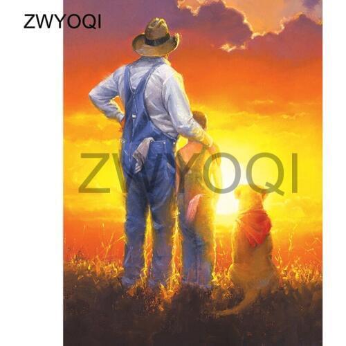 Square Diamond embroidery Father and son dog Full Round Diamond painting Cross stitch Father and son dog DIY 3D Diamond mosaic