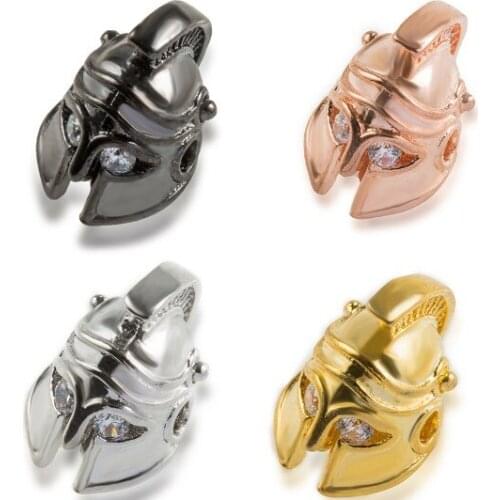15*10 warrior helmet micro pave cz zircon cubic zirconia beads DIY Copper necklace charm bracelet connectors cgb34
