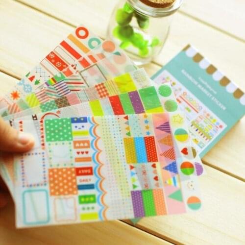 6sheets/pack/lot New kawaii colorful Rainbow Diary Stickers Multifunction Cartoon DIY diary PVC Sticker Index Sticker Sign post