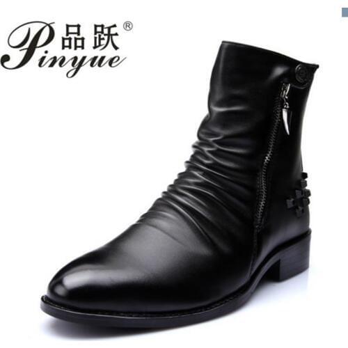 Army Boots Men Military Combat Metal Lace Up Buckle Male Motorcycle Punk Boots Zipper Fashion Mens Shoes Rock