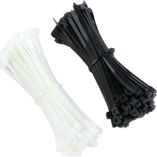 100PCS 4 X /100/120/150/180/200/250/300mm Black white Milk Cable Wire Zip Ties Self Locking nylon cable ties