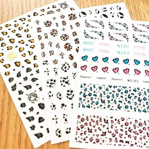 Newest WG 183 184 185 design 3D nail art sticker decal stamping back gule DIY nail decoration tools