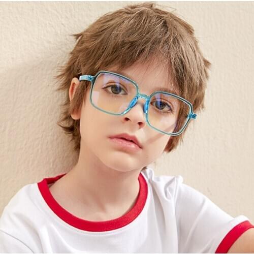 2020 New Kids Glasses Anti Blue Light Lens TR90 Square Teens Prescription Glasses 0 Degree Optic Computer Glasses Frame