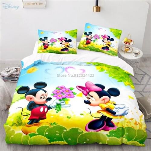 Couples Sweetheart Disney Mickey Mouse Minnie Mouse 3d Bedding Set for Adult Kids Twin Full Queen King Duvet Cover Pillowcase