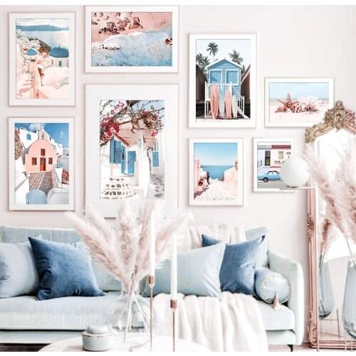 Beach Shell Starfish Car Church Landscape Wall Art Canvas Painting Nordic Posters And Prints Wall Pictures For Living Room Decor