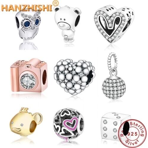 Fit Original Fine Charms Bracelet 925 Silver Beads Charms European Crown Beads With Colorful Zircon DIY Jewelry Gift Berloque