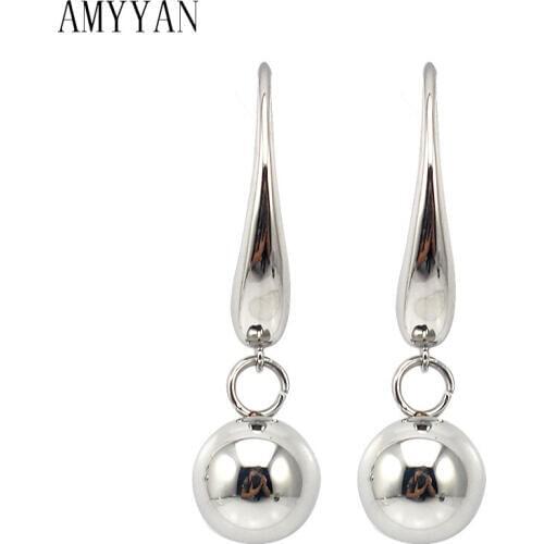 Simple Round One Pair of 316L Stainless Steel Earrings Nails Ball Eardrop Earrings Top Quality