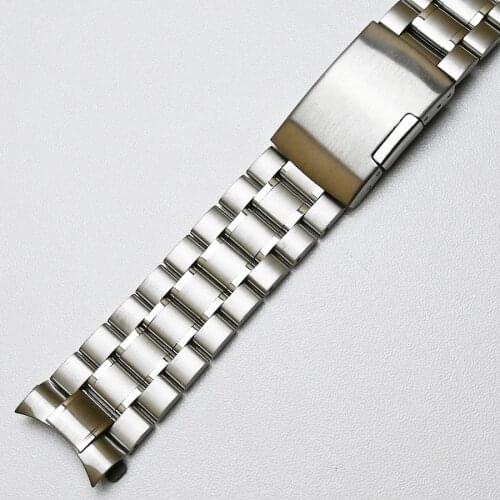 Stainless Steel Watch Band 18mm 20mm 22mm 24mm Strap Wristband Curved End Watch Strap Double Lock Buckle Replacement Wrist Belt