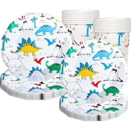 Jurassic Dinosaur Party Blue Disposable Tableware Set Printing Dino Blue Napkin Boys Favor Birthday Party Decor Dinosaur Theme D