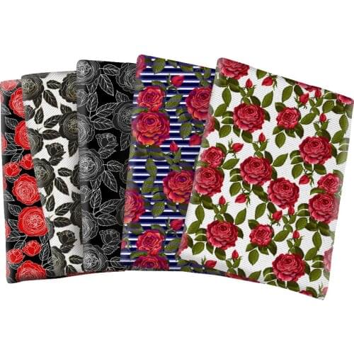 Polyester Cotton Fabric Printed Flower Pattern Twill Fabric for DIY Home Tex Bags Handmade Materials 50*145cm