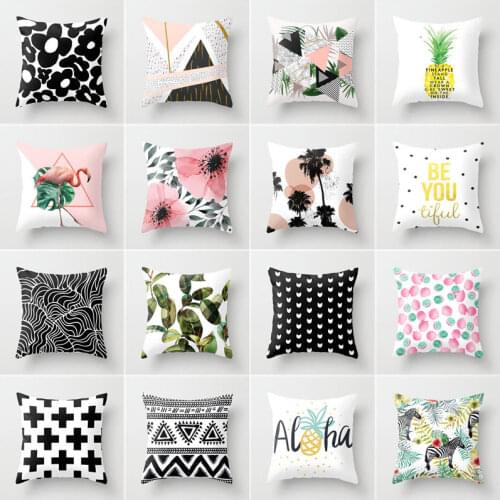 Nordic Plant Flower and Grass Pillow Super Soft and Short Plush Geometric Personalized Decorative Car Sofa and Bed Cushions