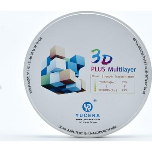 Dental 3D Pro Multilayer Zirconia Block Material Yucera Dental Zirconia Disc For Crown, Bridge, Anterior Zirconia