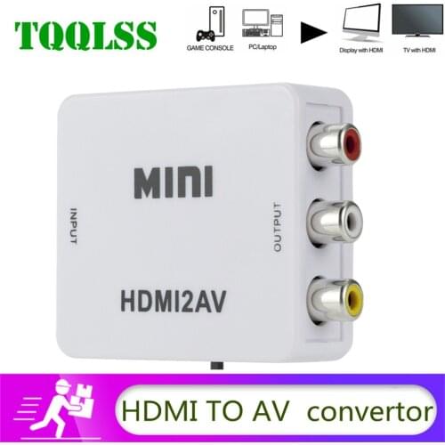 TQQLSS HDMI-compatible to RCA Converter AV/CVSB L/R Video Box HD 1080P 1920*1080 30Hz HDMI2AV Support NTSC PAL Output HDMIToAV