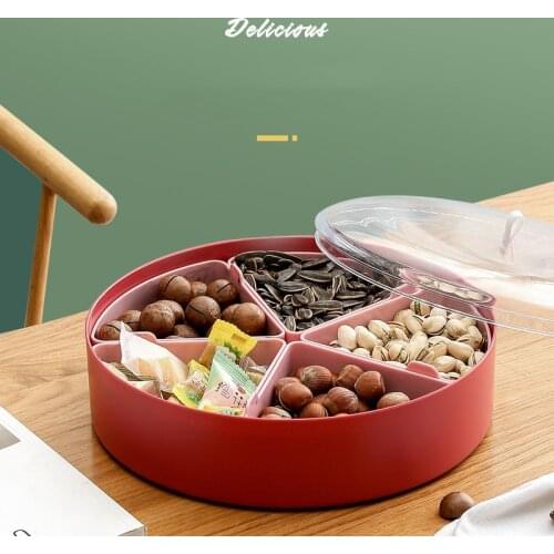 Creative Compartment With Lid Storage Box Candy Tray Home Living Coffee Table Chinese New Year Snacks Melon Seed Dried Fruit Box