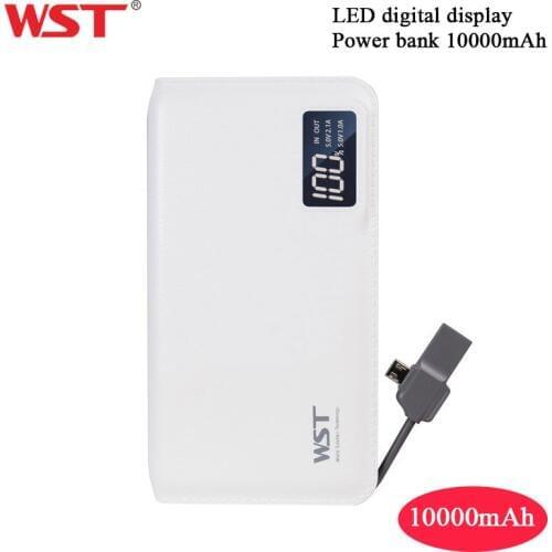 WST10000mAh Portable Charger Ultra Thin Battery Pack Li Polymer Power Bank with LCD Digital Display Slim Power bank