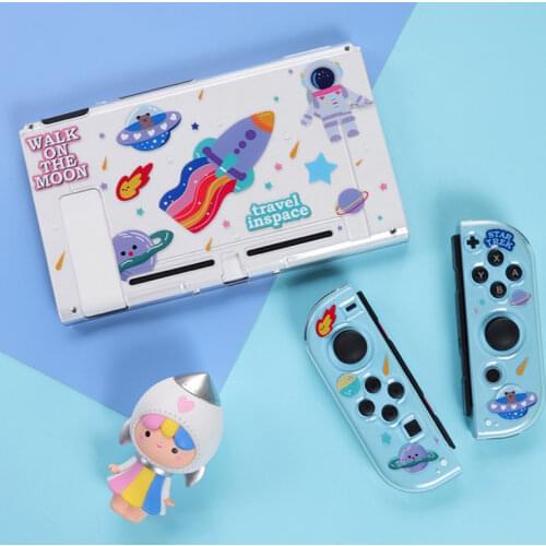 For Nintend Switch Protective Cover Case Shell NS Joycon Housing Transparent Tpu Soft Handle Split Crystal Design DIY