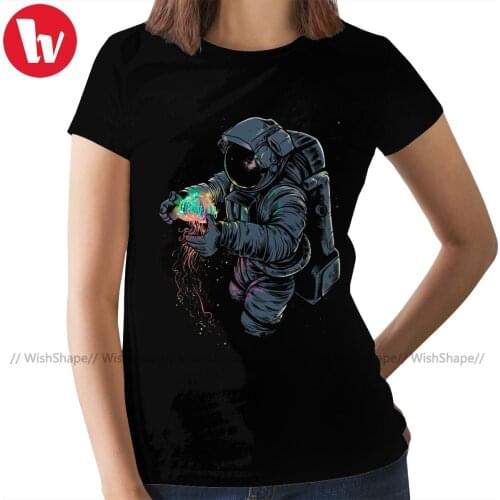 Jellyfish T-Shirt Jellyspace T Shirt O Neck OverSized Women tshirt Green Funny Pattern Ladies Tee Shirt
